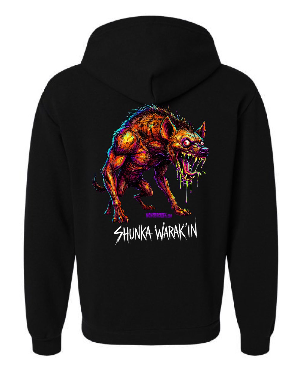 Shunka Warak’in Neon Zip Hoodie – Cryptid Horror Apparel